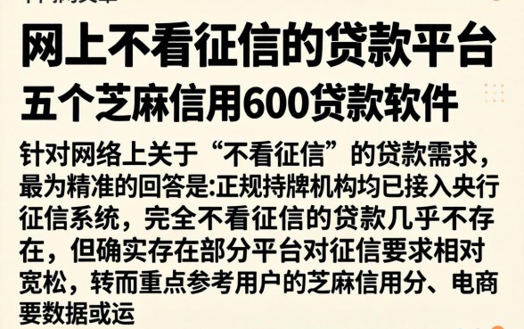 网上不看征信的贷款平台，详细阐述五个芝麻信用600贷款软件