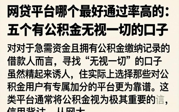 网贷平台哪个最好通过率高的,详尽说明五个有公积金无视一切的口子