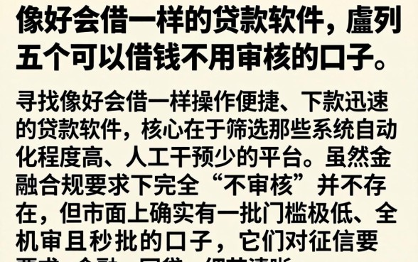 像好会借一样的贷款软件,胪列五个可以借钱不用审核的口子