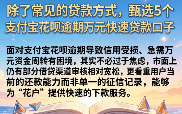 除了常见的贷款方式,甄选5个支付宝花呗逾期万元快速贷款口子