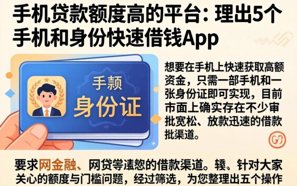 手机贷款额度高的平台，理出5个手机和身份证快速借钱app