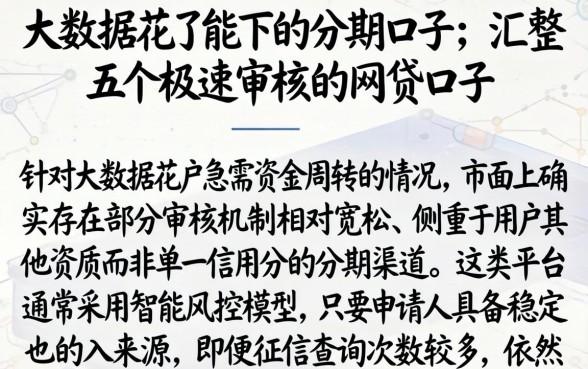 大数据花了能下的分期口子，汇整五个极速审核的网贷口子