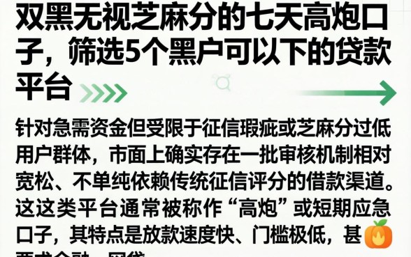 双黑无视芝麻分的七天高炮口子，筛选5个黑户可以下的贷款平台