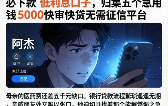 必下款的低利息口子，归集五个急用钱5000快审快贷无需征信平台