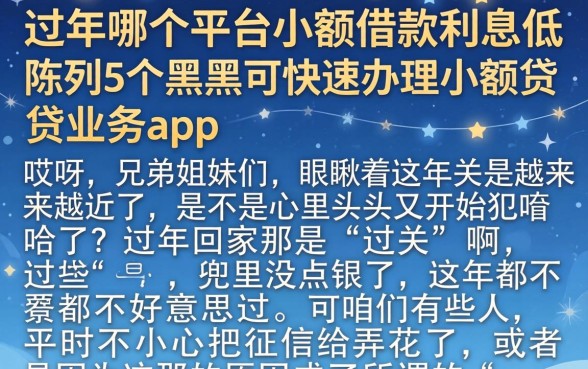 过年哪个平台小额借款利息低，陈列5个黑户可快速办理小额贷款业务的app