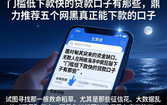 门槛低下款快的贷款口子有那些，鼎力推荐五个网黑真正能下款的口子