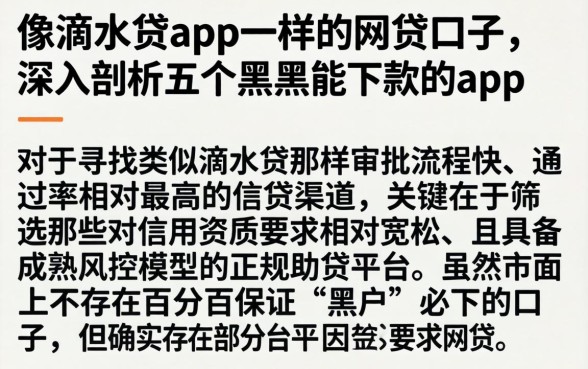 像滴水贷app一样的网贷口子，深入剖析五个黑户能下款的app