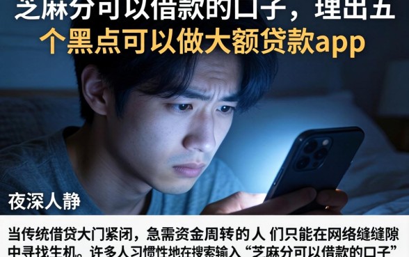 芝麻分可以借款的口子，理出五个黑户可以做大额贷款app