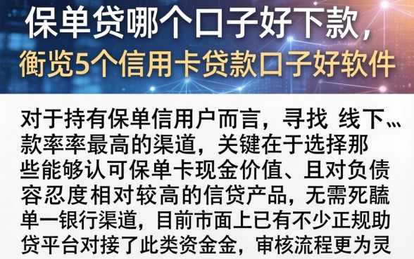 保单贷哪个口子好下款，概览5个信用卡贷款口子好软件