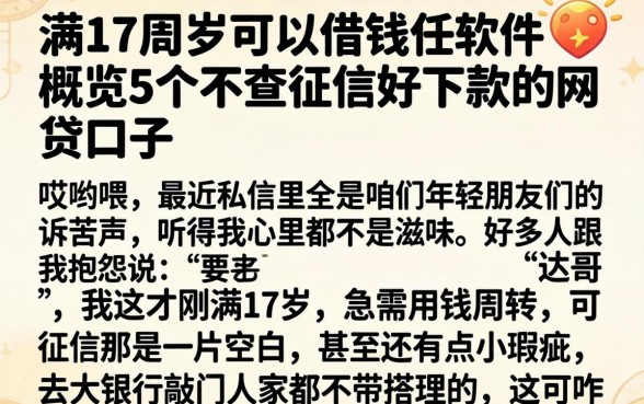 满17周岁可以借钱的软件，概览5个不查征信好下款的网贷口子