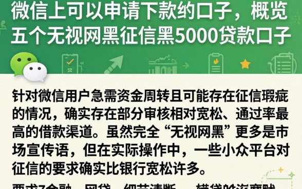 微信上可以申请下款的口子，概览五个无视网黑征信黑5000贷款口子