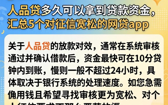人品贷多久可以拿到贷款资金，汇总5个对征信宽松的网贷app