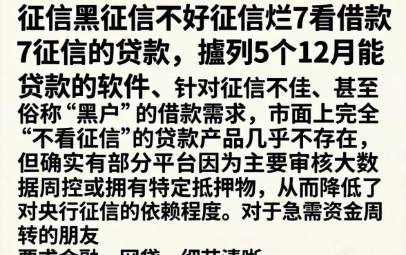 征信黑征信不好征信烂不看借款征信的贷款，胪列5个12月能贷款的软件