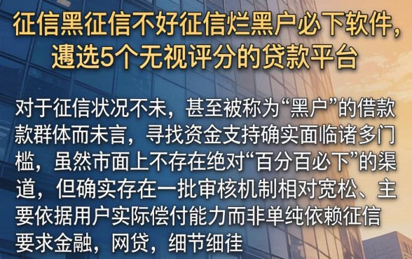 征信黑征信不好征信烂黑户必下软件，遴选5个无视评分的贷款平台