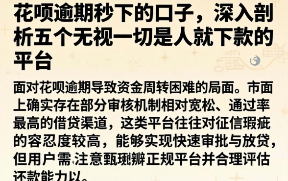 花呗逾期秒下的口子，深入剖析五个无视一切是人就下款的平台