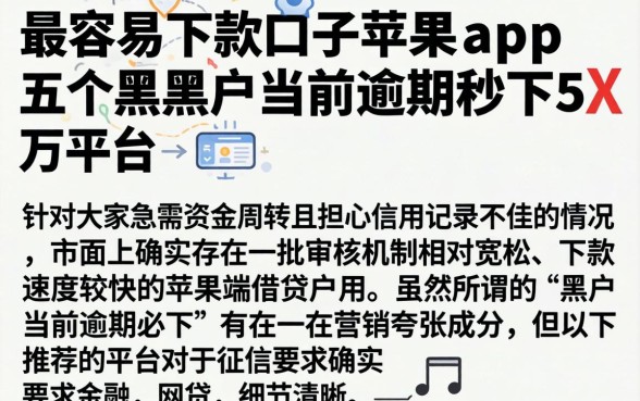 最容易下款的口子苹果app，详尽说明五个黑户当前逾期秒下5万平台