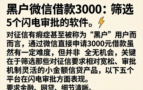 黑户微信借款3000，筛选5个闪电审批的软件