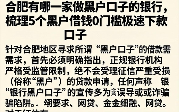 合肥有哪一家做黑户口子的银行,梳理5个黑户借钱0门槛极速下款口子