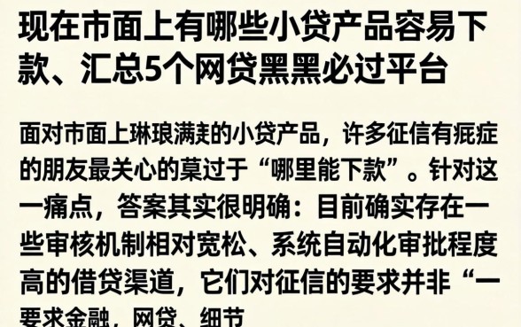 现在市面上有哪些小贷产品容易下款，汇总5个网贷黑户必过平台