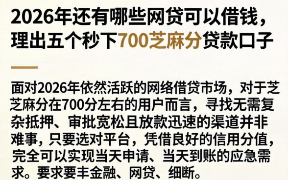 2026年还有哪些网贷可以借钱，理出五个秒下700芝麻分贷款口子