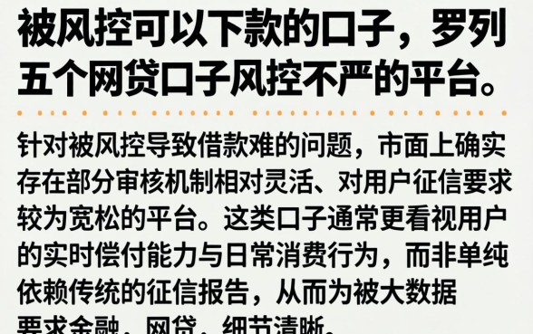 被风控可以下款的口子,罗列五个网贷口子风控不严的平台