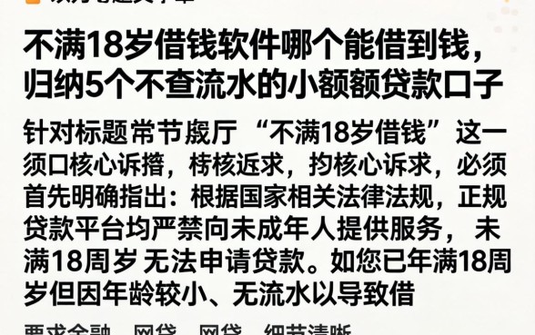 不满18岁借钱软件哪个能借到钱，归纳5个不查流水的小额度贷款口子