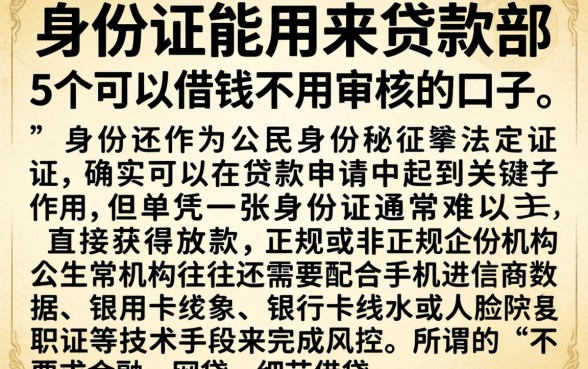 身份证能用来贷款部，细致阐述5个可以借钱不用审核的口子