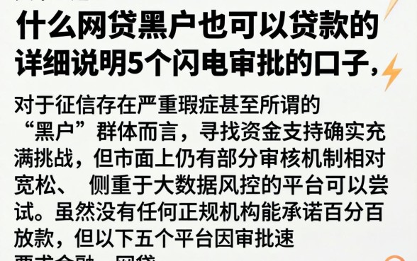 什么网贷黑户也可以贷款的,详尽说明5个闪电审批的口子