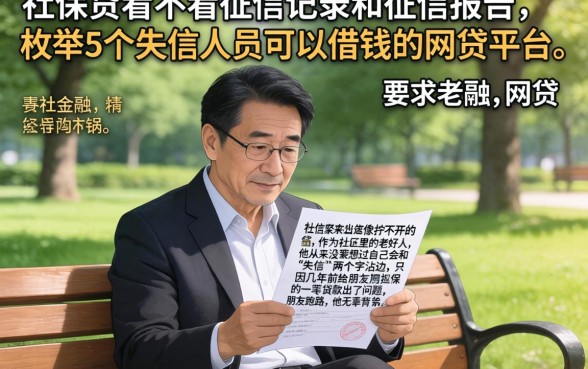 社保贷看不看征信记录和征信报告，枚举5个失信人员可以借钱的网贷平台