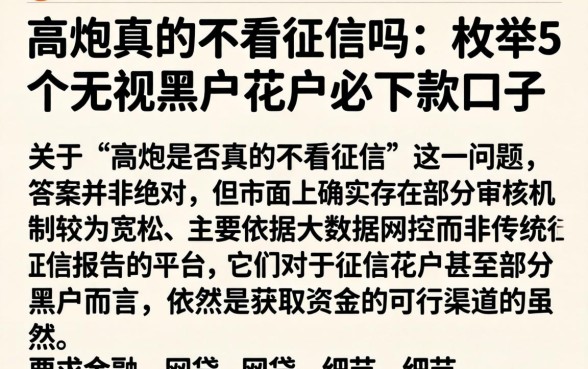高炮真的不看征信吗，枚举5个无视黑户花户必下款口子
