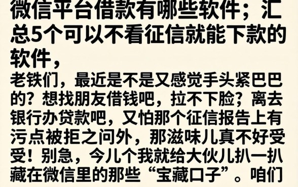 微信平台借款有哪些软件，汇总5个可以不看征信就能下款的软件