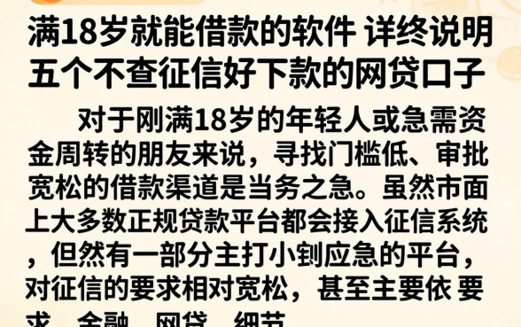 满18岁就能借款的软件，详尽说明五个不查征信好下款的网贷口子