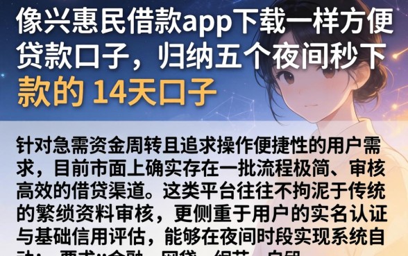 像兴惠民借款app下载一样方便的贷款口子,归纳五个夜间秒下款的14天口子