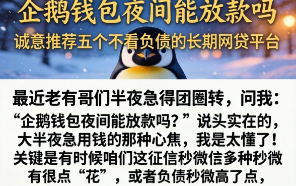 企鹅钱包夜间能放款吗，诚意推荐五个不看负债的长期网贷平台