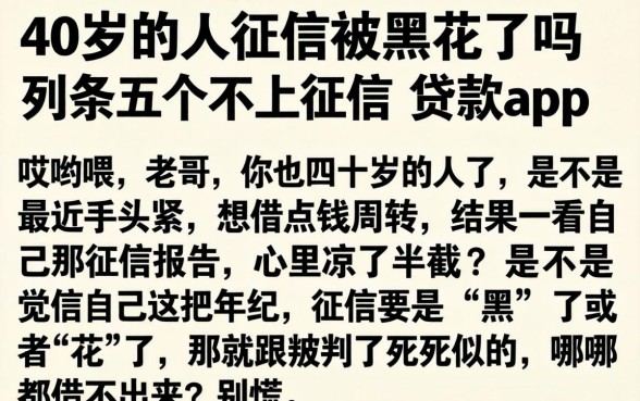 40岁的人征信被黑花了吗，条列五个不上征信的贷款app