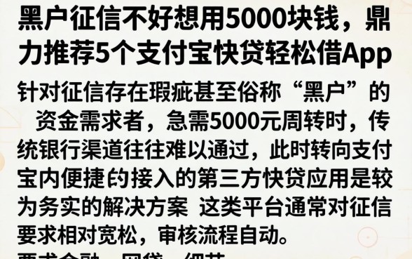 黑户征信不好想用5000块钱，鼎力推荐5个支付宝快贷轻松借app
