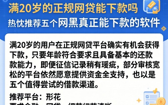 满20岁的正规网贷能下款吗，热忱推荐五个网黑真正能下款的软件