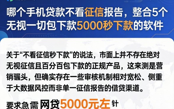哪个手机贷款不看征信报告,整合5个无视一切包下款5000秒下款的软件