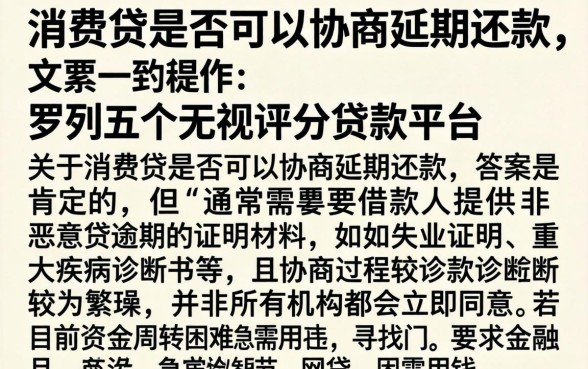 消费贷是否可以协商延期还款，罗列五个无视评分的贷款平台