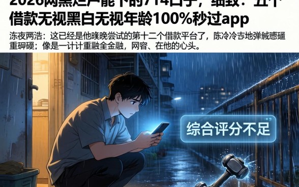 2026网黑烂户能下的714口子，细致阐述五个借款无视黑白无视年龄100%秒过app