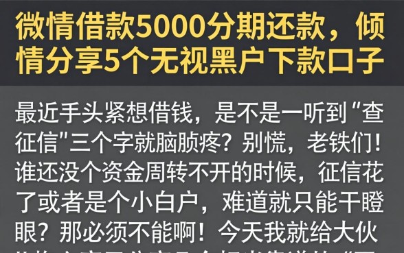 微信借款5000分期还款，倾情分享5个无视黑户下款口子