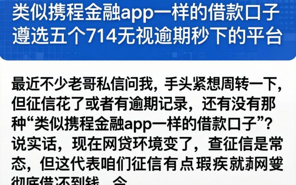 类似携程金融app一样的借款口子，遴选五个714无视逾期秒下的平台