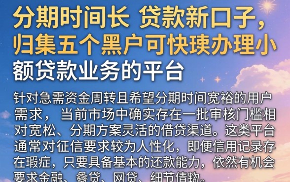 分期时间长的贷款新口子,归集五个黑户可快速办理小额贷款业务的平台