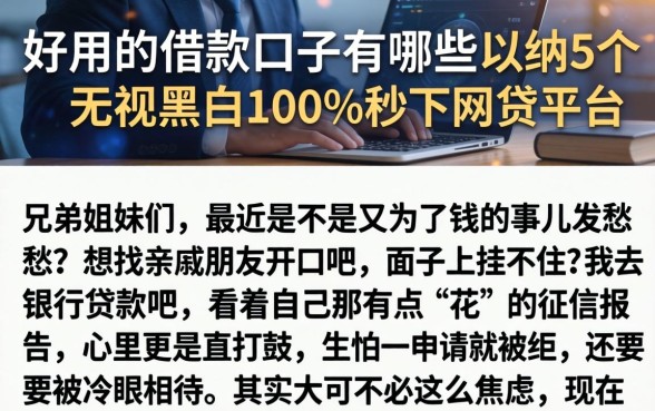 好用的借款口子有哪些,归纳5个无视黑白100%秒下网贷平台