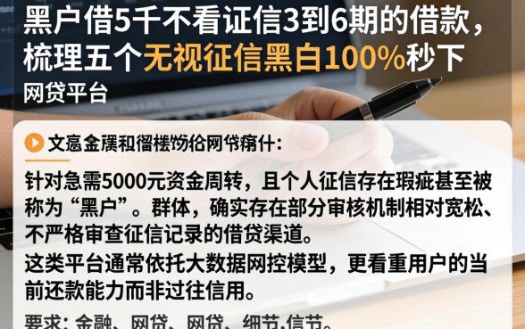 黑户借5千不看征信3到6期的借款，梳理五个无视征信黑白100%秒下网贷平台