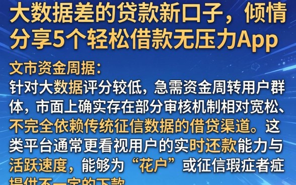 大数据差的贷款新口子，倾情分享5个轻松借款无压力app