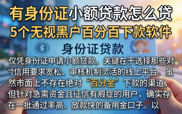 有身份证小额贷款怎么贷，概括5个无视黑户百分百下款软件