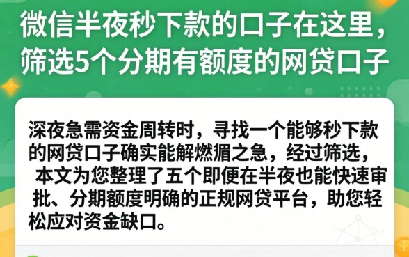 微信半夜秒下款的口子在这里,筛选5个分期有额度的网贷口子