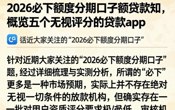 2026必下额度分期口子额贷款知，概览五个无视评分的贷款app