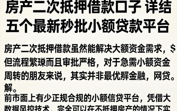 房产二次抵押借款口子，详尽说明五个最新秒批小额贷款平台
